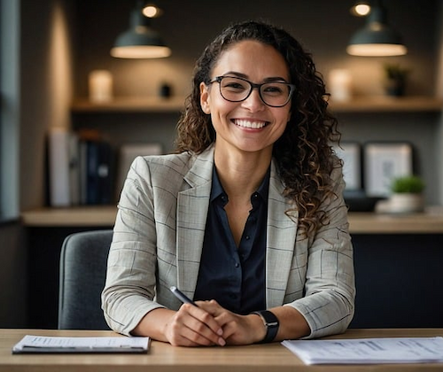 Image of a person sitting across a table from you.